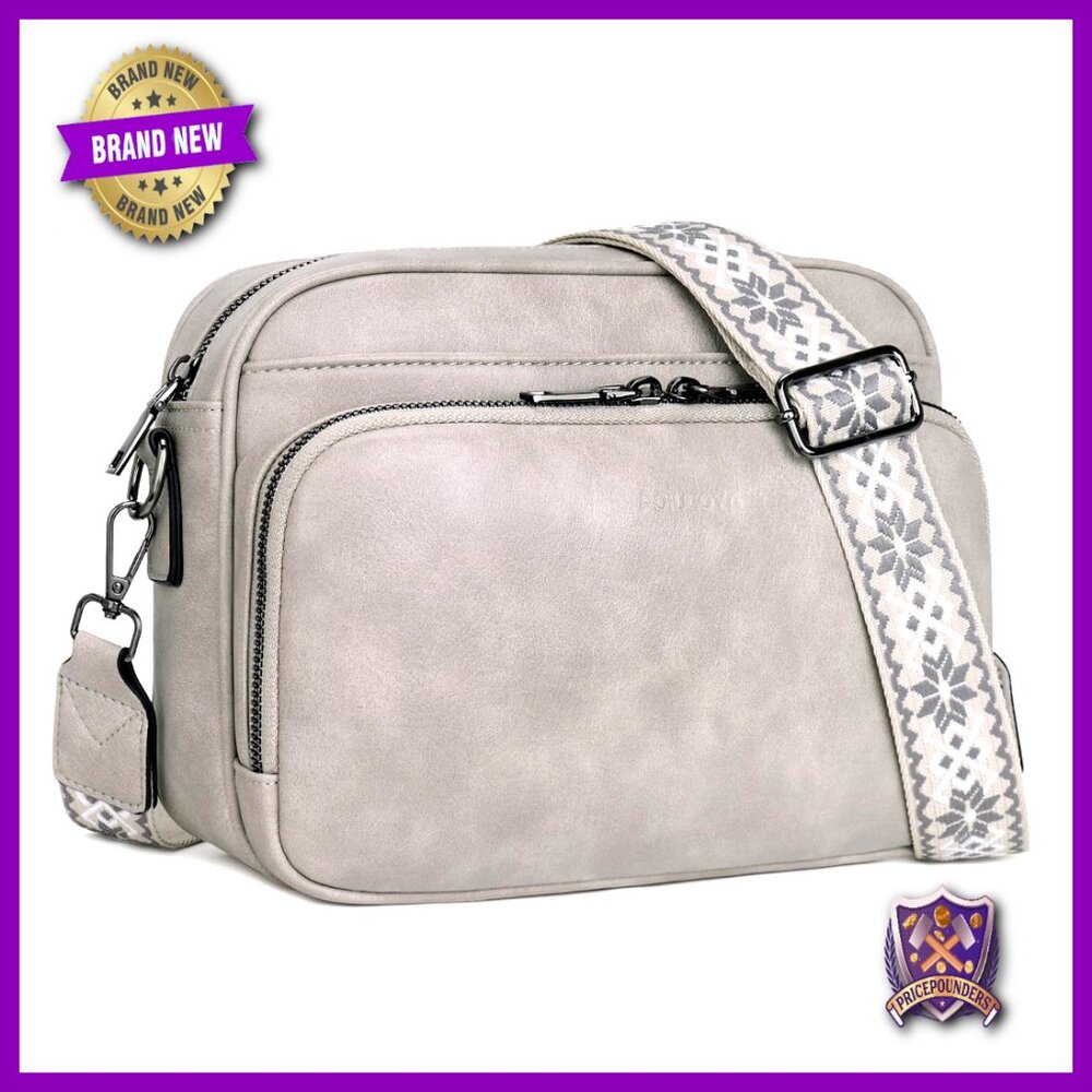Vegan Leather Crossbody Bag Medium Size Travel Purse Built-In Wallet Rfid